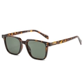 Classic vintage square tortoiseshell sunglasses with dark lenses and silver rivet details - Tortoise Frame Dark Green