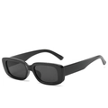 Classic rectangle black sunglasses with thick frames and dark lenses for women - Black Frame / Black Lens