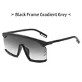 Modische Oversized-Einteiler-Sonnenbrille mit schwarzem Rahmen und grauem Verlauf - Glänzendes Schwarz / Farbverlauf Grau