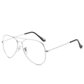 Classic silver aviator eyeglasses frame with thin metal bridge and black temple tips - Silver Frame