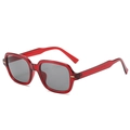 Retro square sunglasses with translucent red frame and grey lenses for women - Wine Red Frame / Grey Lenses