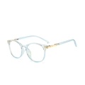 Cat-eye blue light blocking glasses with clear light blue frame and gold metal accents - Regular Transparent Blue Frames (Inc. 13% VAT) / New Style