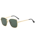 Retro square sunglasses with gold metal frame and dark green tinted lenses for men and women - Ready Stock / Standard (Incl. 13% VAT Invoice) Gold Frame Dark Green Lenses