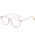 Stylische große quadratische rosa transparente Blaulichtfilter Brille mit goldener Verzierung - Transparentes Rosa
