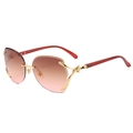 Rahmenlose Fuchs-Sonnenbrille mit pink-braunem Farbverlauf und goldenen Metallbügeln - Goldrahmen Braun Rosa Verlauf