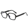 Chic square black frame sunglasses with gold rivet accents and clear lenses - Black Frame Clear Lens