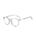 Occhiali anti luce blu cat-eye con montatura grigio trasparente e cerniere dorate - Grigio Trasparente