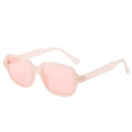 Pink transparent square sunglasses with sleek rectangle frames and gold stud accents - Pink Frame / Pink Lens