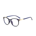 Occhiali cat-eye con montatura blu, cerniere in metallo dorato e lenti anti-luce blu - Montatura Blu