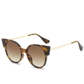 Cat eye sunglasses with dark tortoiseshell frame and slim golden metal temples - Tortoise Floral Frame Tea Lens