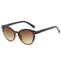 Cat eye sunglasses with black and tortoiseshell frame featuring brown gradient lenses - Black and Tortoise with Tea Gradient Lenses