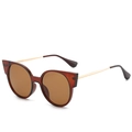 Cat eye sunglasses with amber frames and gold metal temples for stylish women - Tea Frame Tea Lens