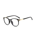 Retro round black eyeglass frames with elegant gold metal accents on the hinges - Regular Matte Black Frames (Inc. 13% VAT) / New Style