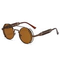 Steampunk round sunglasses with bronze metal frames and industrial spring temple design - Ready Stock / Standard (Incl. 13% VAT Invoice) Tea Frame Tea Lenses