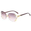 Frameless rimless sunglasses with purple gradient lenses and gold fox-shaped trim - Gold Frame Gradient Grey to Red Pink