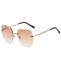 Lunettes de soleil sans monture surdimensionnées avec verres dégradés et branches dorées - Monture Dorée Jaune Clair