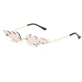 Lunettes de soleil flamme sans monture avec verres miroir roses et branches dorées - En stock / Standard monture dorée et verres roses