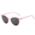 Cat eye sunglasses with light pink translucent resin frame and grey lenses with rivets - Pink Frame Grey Lens