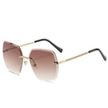 Frameless square sunglasses featuring brown gradient lenses and gold chain temples - Ready Stock / Standard (Incl. 13% VAT) Gold Frame & Double Tea Lenses