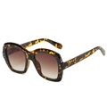 Fashionable oversized square sunglasses featuring tortoiseshell frames and gradient lenses - Leopard Frame Gradient Brown Lens
