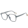 Blaulichtfilter-Brille in mattem Grau mit quadratischem Rahmen und goldenen Verzierungen - Grauer Rahmen