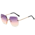 Frameless square sunglasses with purple gradient lenses and golden chain arms - Ready Stock / Regular (Incl. 13% Tax Invoice) Gold Frame Purple-Orange Lenses