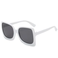 Oversized white square sunglasses with dark grey lenses in a retro trendy style - White Frame Gray Lens