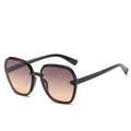 Lunettes de soleil hexagonales noires avec verres dégradés violet vers orange - Monture Noire Verres Gris Rose