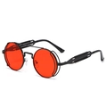 Steampunk sunglasses with red round lenses and black metal frames featuring spring legs - Ready Stock / Regular (Incl. 13% VAT) Black Frame Red Lenses