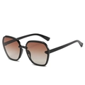 Oversized square sunglasses in glossy black frame with brown gradient lenses - Ready Stock / Standard (Incl. 13% VAT) Black Frame with Tea Lenses