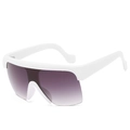 Übergroße weiße Schild-Sonnenbrille mit lila Verlaufsgläsern im trendigen Retro-Design - Weißer Rahmen Verlaufs-Grau