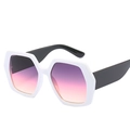 Lunettes de soleil hexagonales blanches avec verres dégradés violet-orange pour femmes - Monture Blanche Verres Dégradés Violet Rose