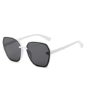 Modern white oversized square sunglasses with dark grey lenses and geometric frame - Ready Stock / Standard (Incl. 13% Tax) Solid White Frame & Grey Lenses