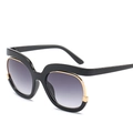 Modern oversized wrap sunglasses with black frames and gradient purple lenses - Ready Stock / Standard Black Frame with Gradient Grey Lenses