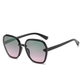 Chic oversized square sunglasses with black frames and gradient green-pink lenses - Ready Stock / Standard Black Frame with Green & Pink Lens