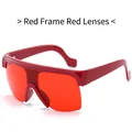 Übergroße Monoblock-Sonnenbrille mit trendigem rotem Rahmen und roten Gläsern - Roter Rahmen Rote Gläser