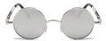 Steampunk Rund-Sonnenbrille mit silbernem Metallrahmen und grau verspiegelten Gläsern - Silberner Rahmen Weiße Spiegelgläser