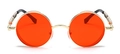 Steampunk-Sonnenbrille mit runden orangen Gläsern und goldenem Metallfederrahmen - Goldener Rahmen Rote Gläser
