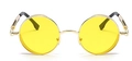 Steampunk round sunglasses featuring bright yellow lenses and golden metal spring frames - Gold Frame Yellow Lenses