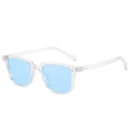 Lunettes de soleil carrées classiques avec monture transparente et verres bleu clair - Monture Transparente Bleu Océan