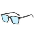 Lunettes de soleil carrées rétro classiques avec monture noire et verres bleu clair - Monture Noire Verres Bleu Océan