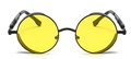 Retro round steampunk sunglasses with yellow lenses and black metal frames for a stylish look - Black Frame Yellow Lens