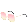 Retro square metal sunglasses with gold frame and pink to yellow gradient lenses - Gold Frame Pink Yellow Lens