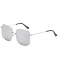 Modern square oversized metal sunglasses with silver mirror lenses on a white background - Silver Frame White Mirror Lens