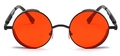 Steampunk round sunglasses with black metal frame and vibrant orange-red lenses - Black Frame Red Lens
