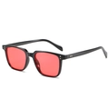 Lunettes de soleil rétro carrées avec monture noire et verres transparents rouges - Monture Noire Rouge Océan