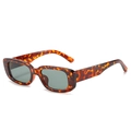 Lunettes de soleil rétro carrées étroites avec monture léopard et verres verts - Monture Léopard Verre Vert Foncé