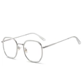 Lunettes de soleil carrées classiques en métal argenté pour femmes au design minimaliste - Lentille Simple Argentée