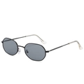 Modern minimalist metal sunglasses with grey lenses and unique polygonal frames - Black Frame Black Grey Lens