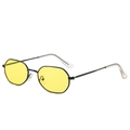 Polygon small metal frame sunglasses with bright yellow lenses in a retro octagonal style - Black Frame Yellow Lens